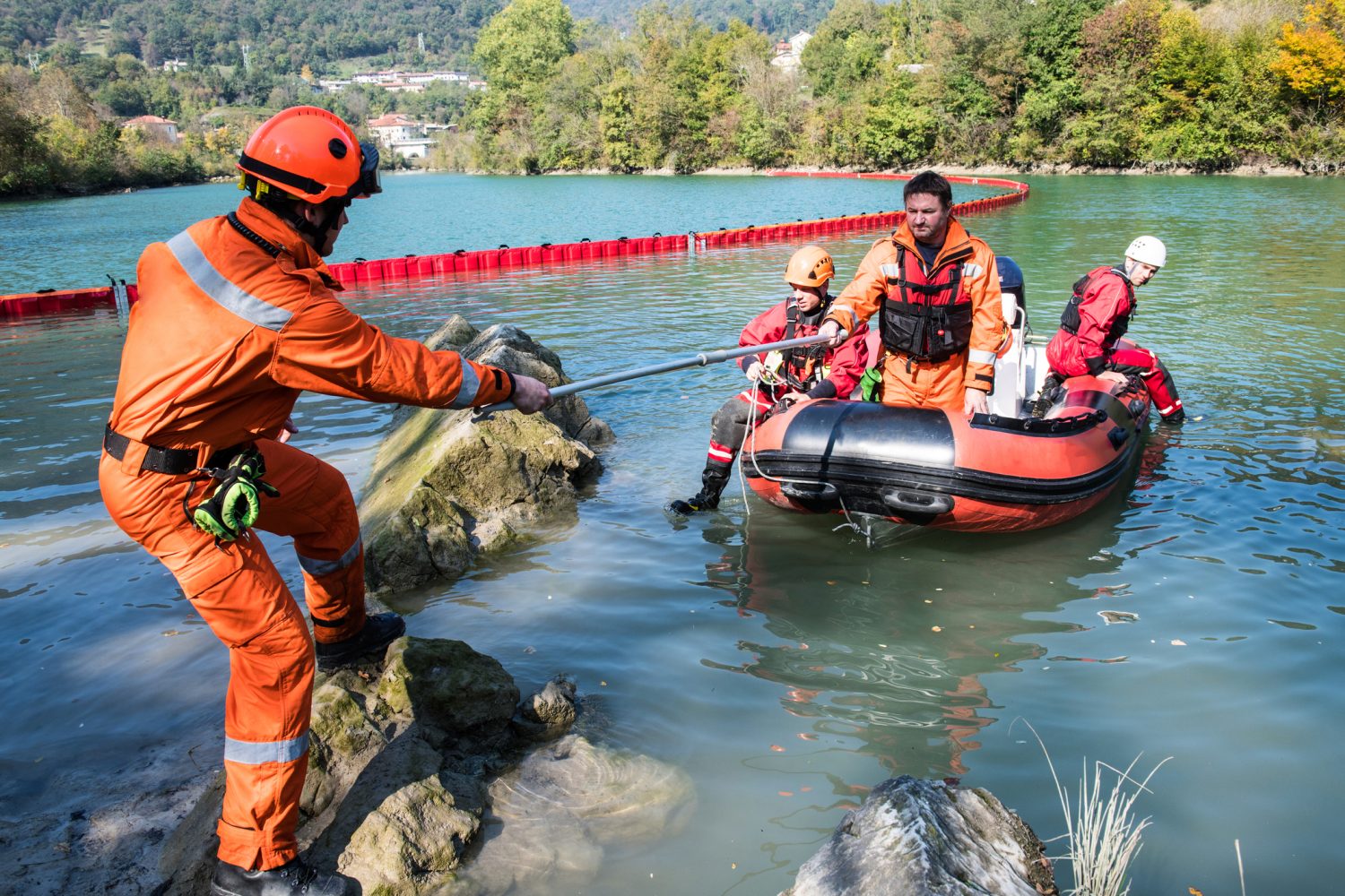 Firefighters in a rescue operation; all logos removed. Slovenia, Europe. Nikon.